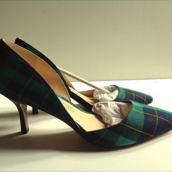 green plaid heels